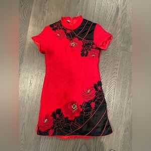 Elegant Red Floral Cheongsam